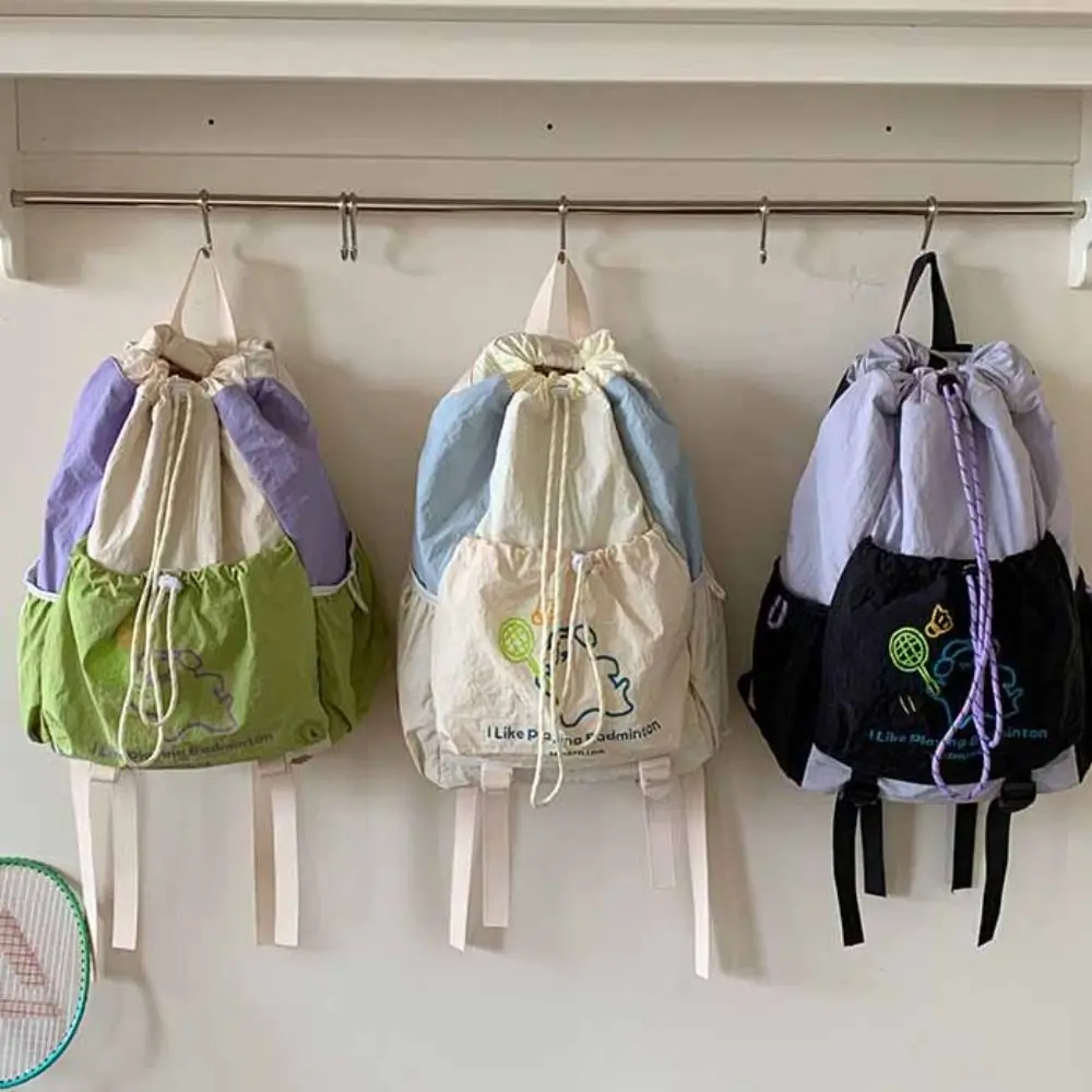 

Cartoon Puppy Sport Racket Storage Backpack Large Capacity Nylon Fitness Shoulder Bag Tennis Badminton Drawstring Fitness Bag