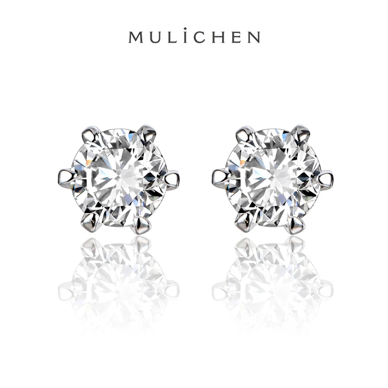 

925 Sterling Silver Earrings For Women Piercing Free Shipping Certified Six Prong Setting Moissanite Couple Jewelry