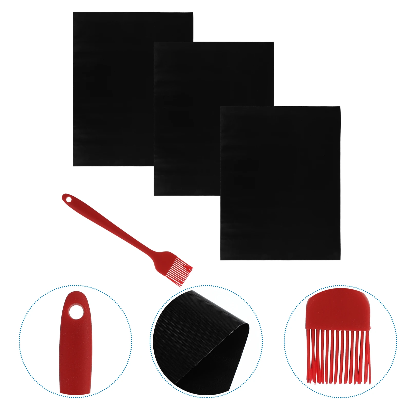 

4 Pcs Barbecue Mat Reusable Baking Silica Gel Grid Pans Oven Grilling Platter Set Non Stick Washable Tear Resistant Kitchen