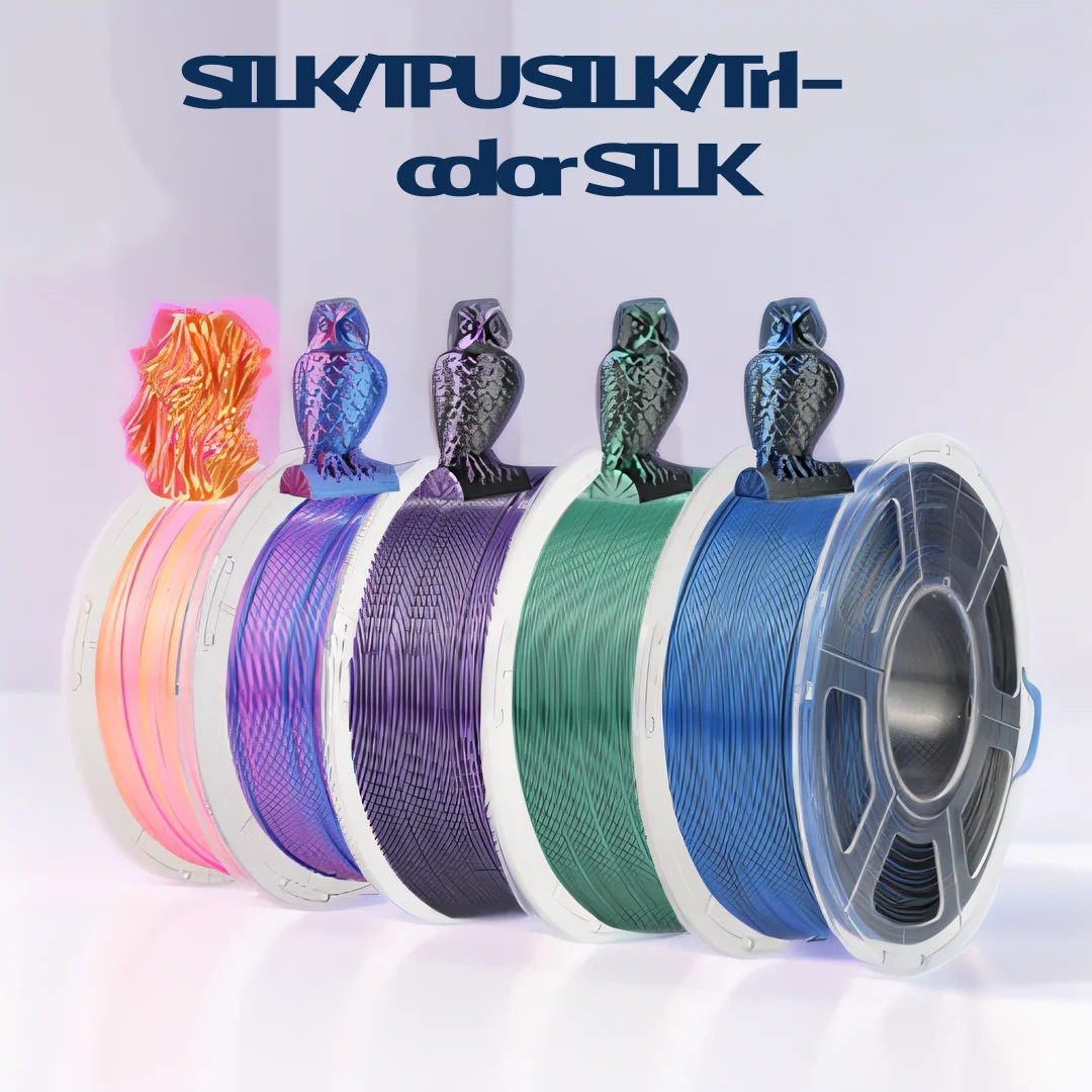 JAYO 3D Silk Pla Plus/ Dual/Triple Colors SILK 3D Printer Filament 1.75mm SILK Rabinbow 1.1kg/roll 3D Printing Materials