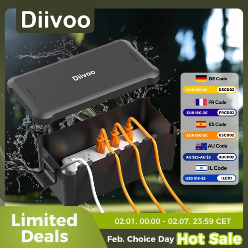 Imagen 1 del producto Diivoo-caja eléctrica impermeable para exteriores, carcasa de enchufe de conexión de Cable exterior para temporizadores, cables de extensión, jardín de vacaciones