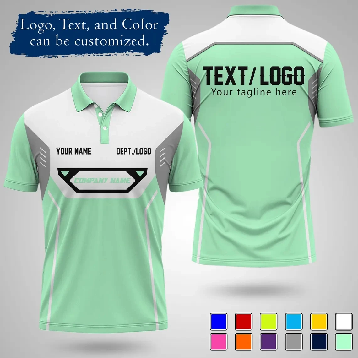 Personalized Team Polo Shirt Custom Name Logo and Department Print Quick Dry Uniform for Business Staff Bulk Order Available