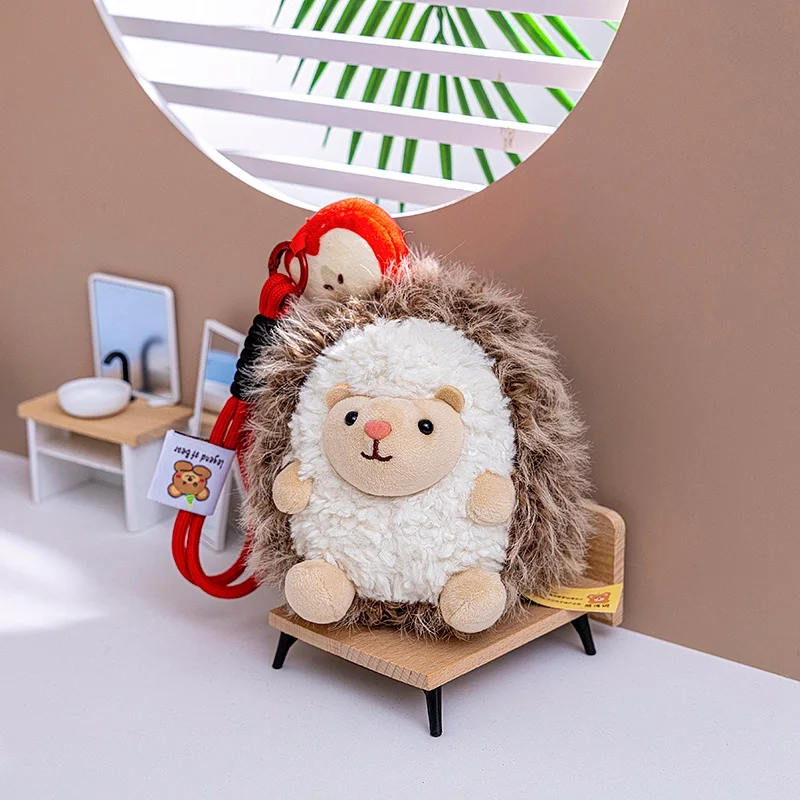 Muñeco de peluche de erizo bonito de 17cm, Animal relleno Kawaii, llavero de peluches suaves, juguetes colgantes para niños, niñas, niños, decoración del hogar