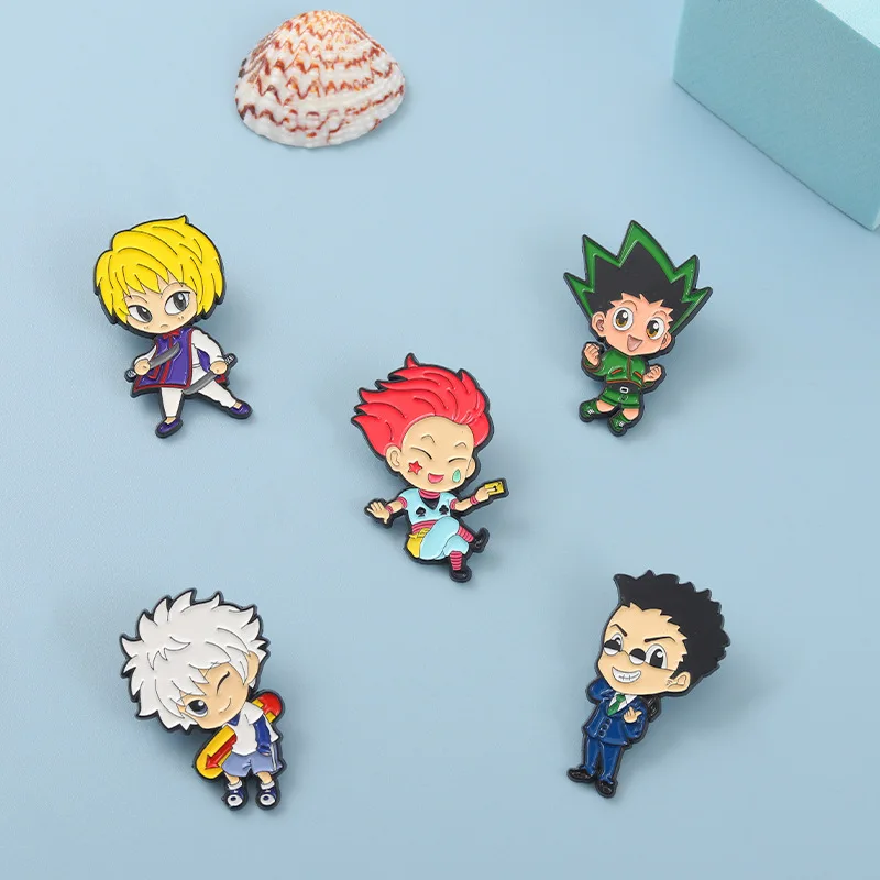 HUNTER x HUNTER Enamel Pins Cartoon GON Killua Kurapika Leorio Hisoka Brooch Bag Lapel Badge Anime Jewelry Gift for Fans Kids