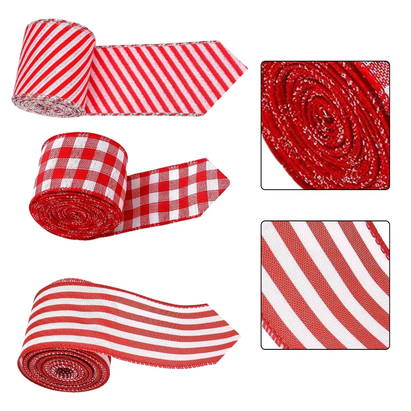 

4 шт., рождественская лента, рождественские украшения, полосатые лямки, праздничная лента, красные рождественские товары для рукоделия, рождественские украшения