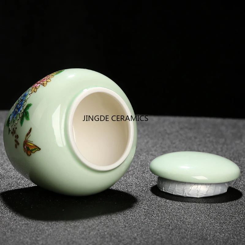 Mini Ceramics Tea Caddy Tieguanyin Tea Storage Tank Travel Portable Sealed Tea Jar Coffee Container Household Storage Tanks