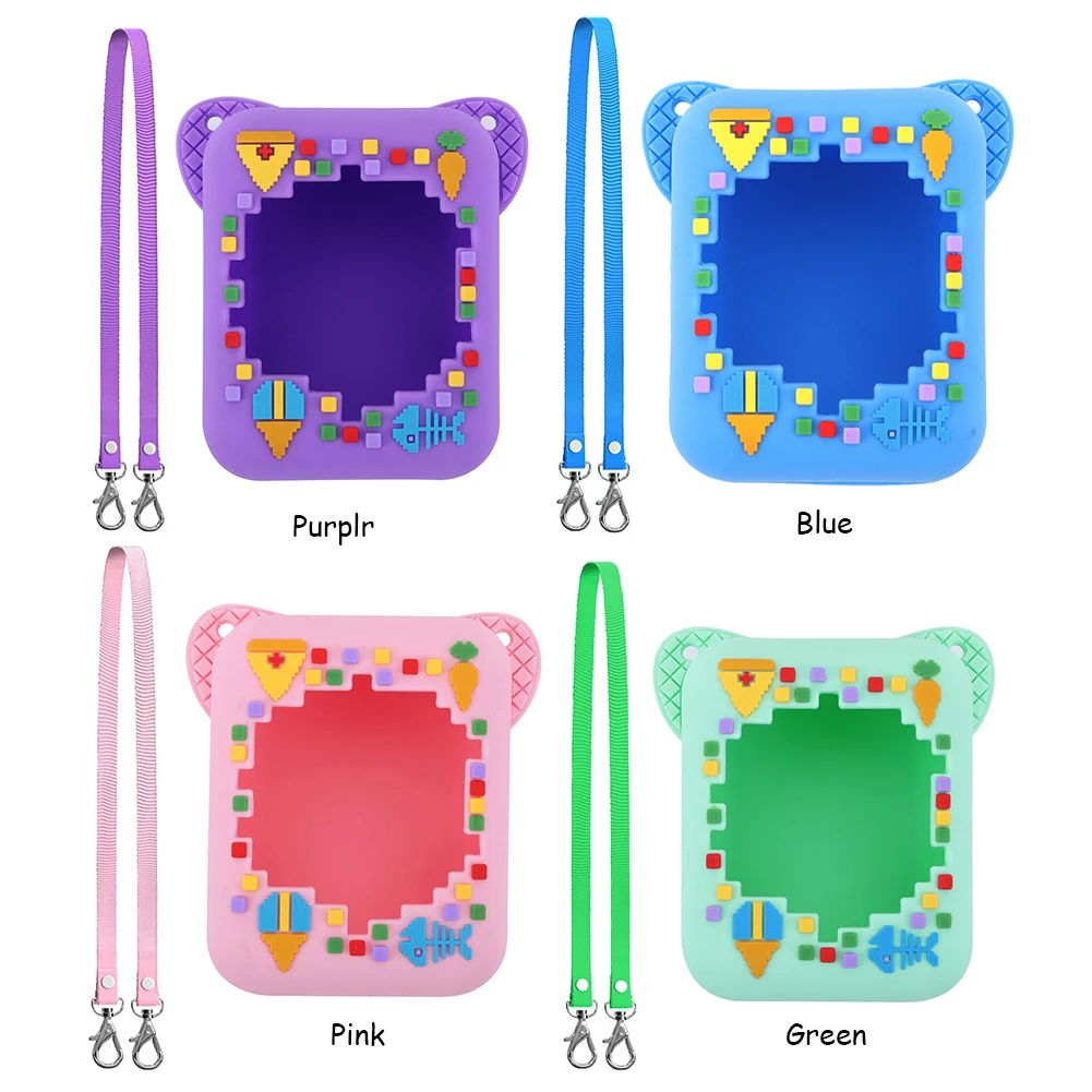 Silicone Protective Cover with Lanyard Protective Storage Holder Shockproof 3D Food Print for Bitzee Interactive  Digital Pet