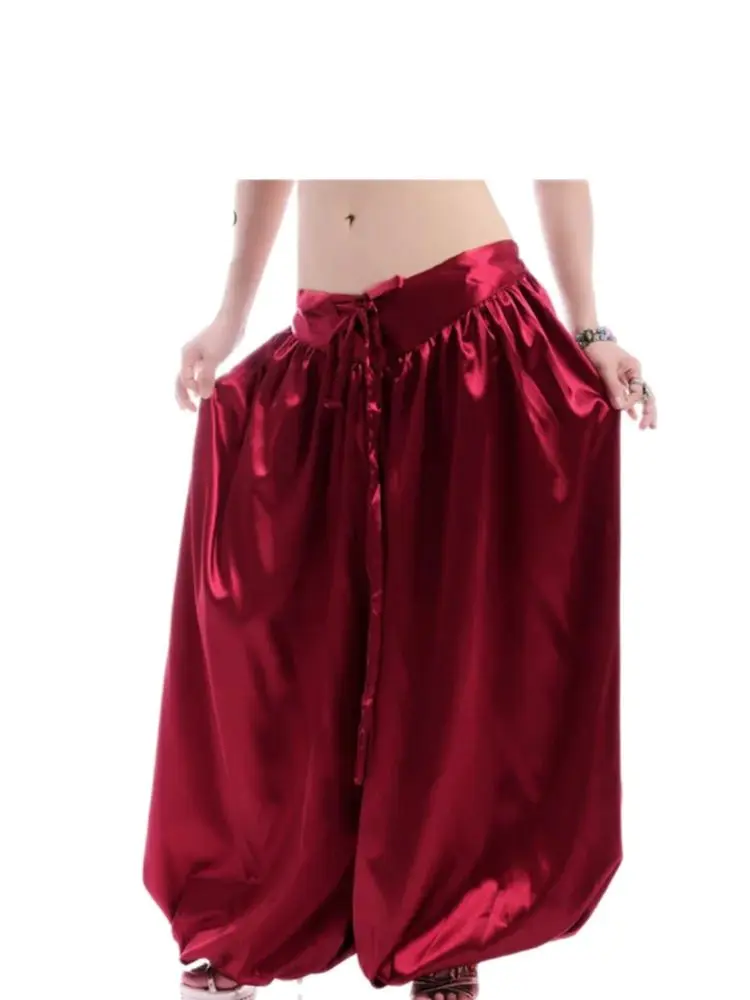 

1 шт./лот, женский сексуальный атласный костюм для танца живота, этнические брюки, египетские шаровары ярких цветов