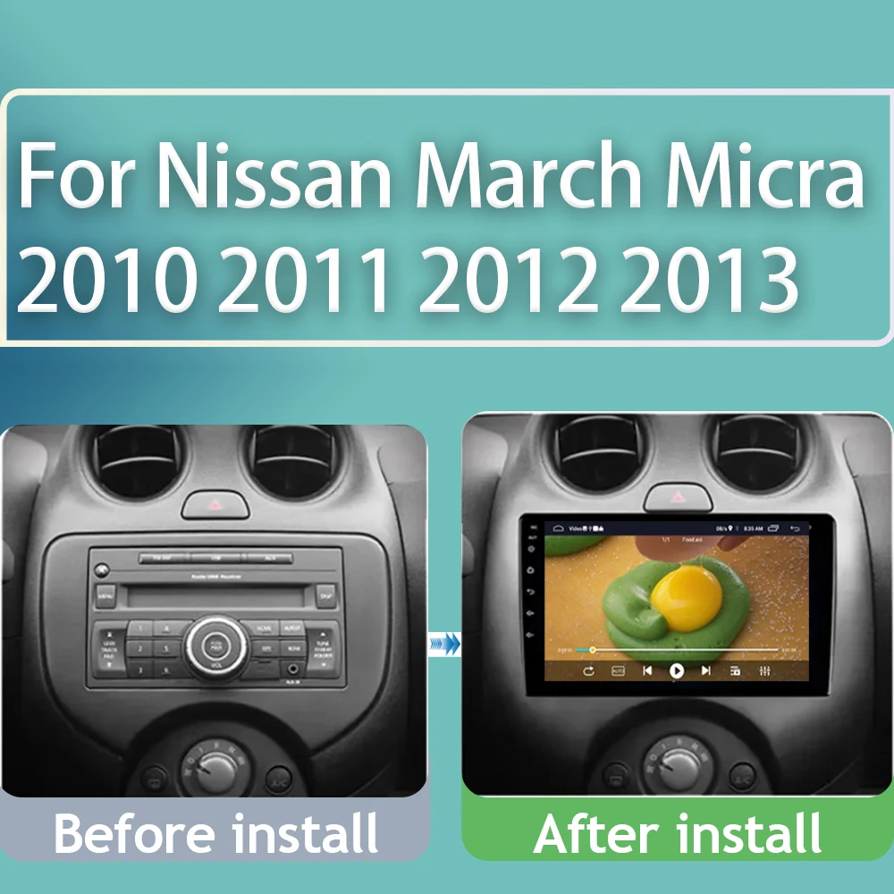 For Nissan March Micra 2010 2011 2012 2013 Car Radio Multimedia Android Auto BT GPS Navigation Touch Screen Car Stereo No 2din