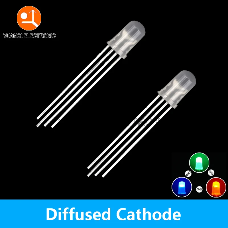 50pcs 5mm RGB LED Common Anode / Cathode Transparent /Diffused 4pins full-color F5 Tri-Color Light Emitting Diode Red Green Blue