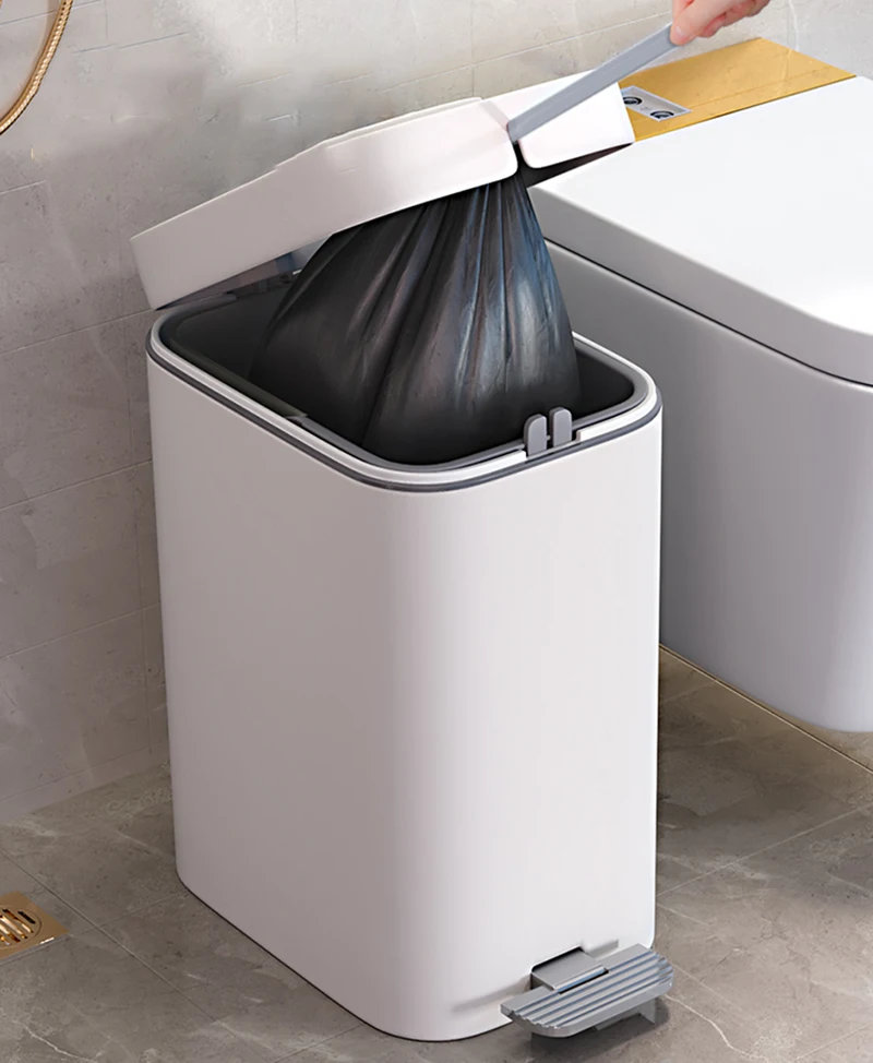 Trash Can Kitchen Bathroom Waterproof Waste Bin Large Automatic Packaging Bin Creative Drawstring Garbage Bin With Lid 9L