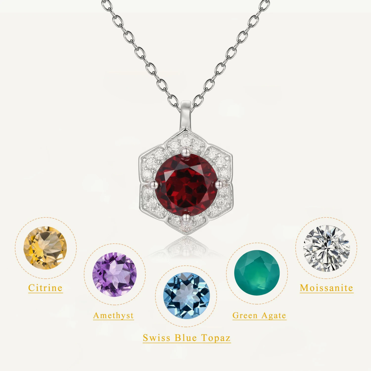 GEM'S BALLET  Fine Jewelry Wholesale Classic Designs 925 Sterling Silver Multi Colour Natural Gemstone Women Pendant Necklace