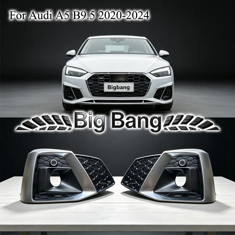 Suitable for Audi A5B9.5 2020-2024 fog light bezel Sline front bumper fog light grille mesh 8W6807681T