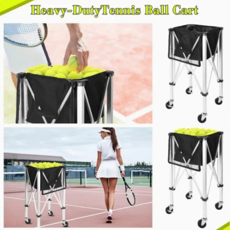 Tolva pelota tenis plegable, suministros entrenamiento deportivo, cesta recogida, carrito pelota tenis con ruedas