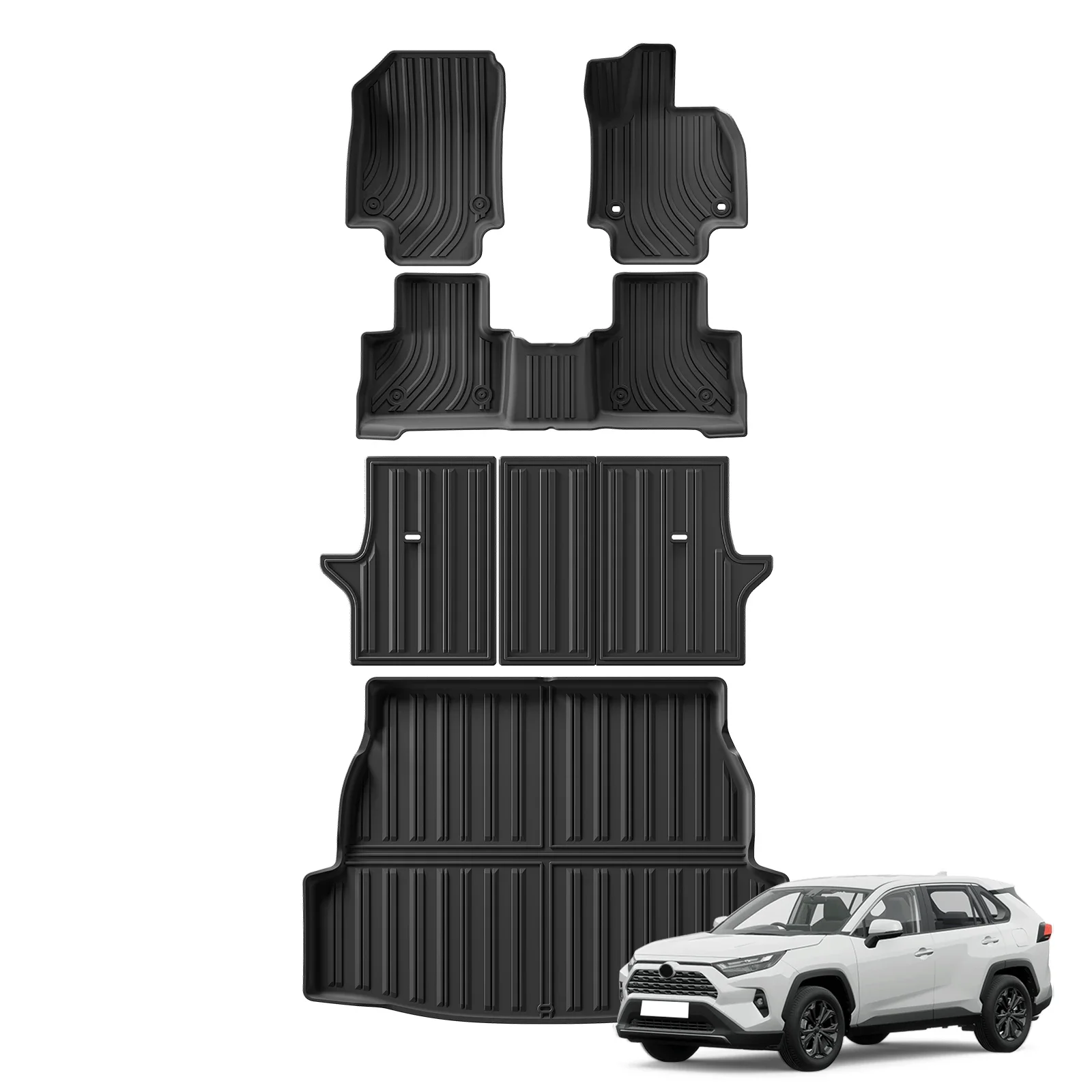 RHD-Fußmatten für Toyota RAV4 2019-2024 2025 Rechtslenker Auto-Fußmatten Kofferraummatte TPE 3D-Fußmatte Zubehör – Detail 1