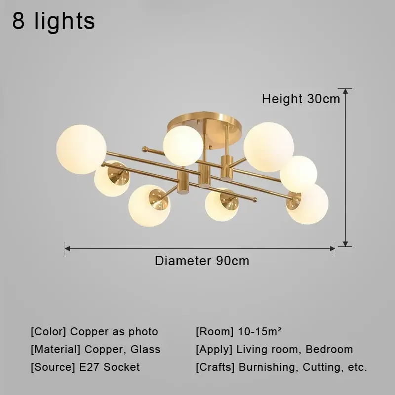Creatieve plafondhanglamp Noordse kroonluchter Led-lamp Woonkamer Glas Lichtpunt Home Decor Slaapkamerverlichting