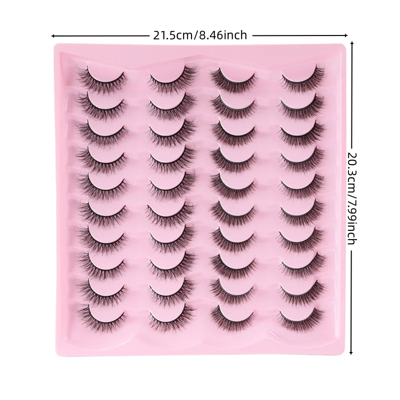 混合形状つけまつげ 20 ペア、新しいキャットアイ 3D ふわふわソフトまつげ、再利用可能なフルまつげエクステンション メイクアップ