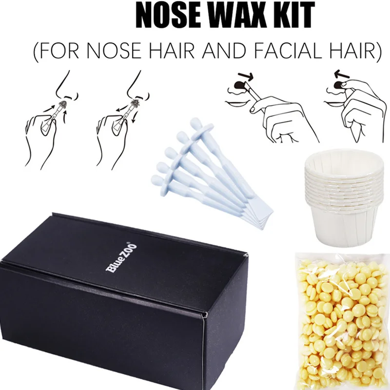 【Nose Facial Significant Hair Removal Trimmer Cleaning Beauty Nose Hair Removal Wax Beans Set Depilatory Waxing Pellet Kit】