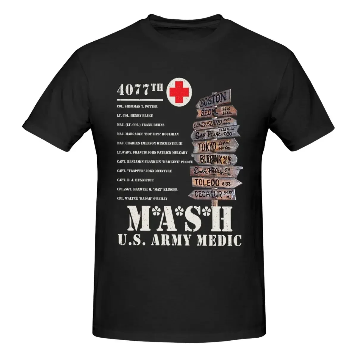 Short Sleeve T Shirts O Neck Clothes 4XL 5XL Men T-Shirts Mash 4077 TV Show Signpost Leisure Pure Cotton Tee Shirt 2024 summer