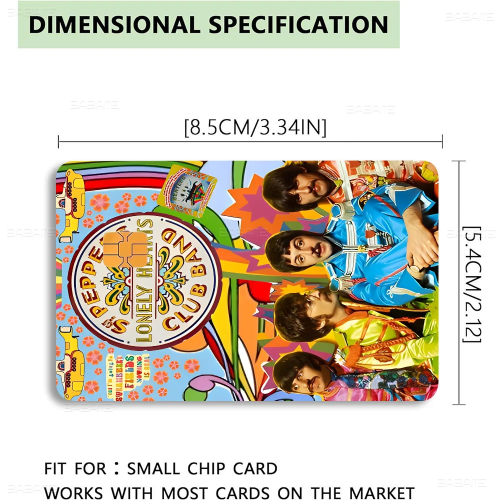 T-The-B-Beatles Rock Band 2024 Anime Cartoon Skin Stickers Film Tape Case For Big Credit Debit Card Front Side