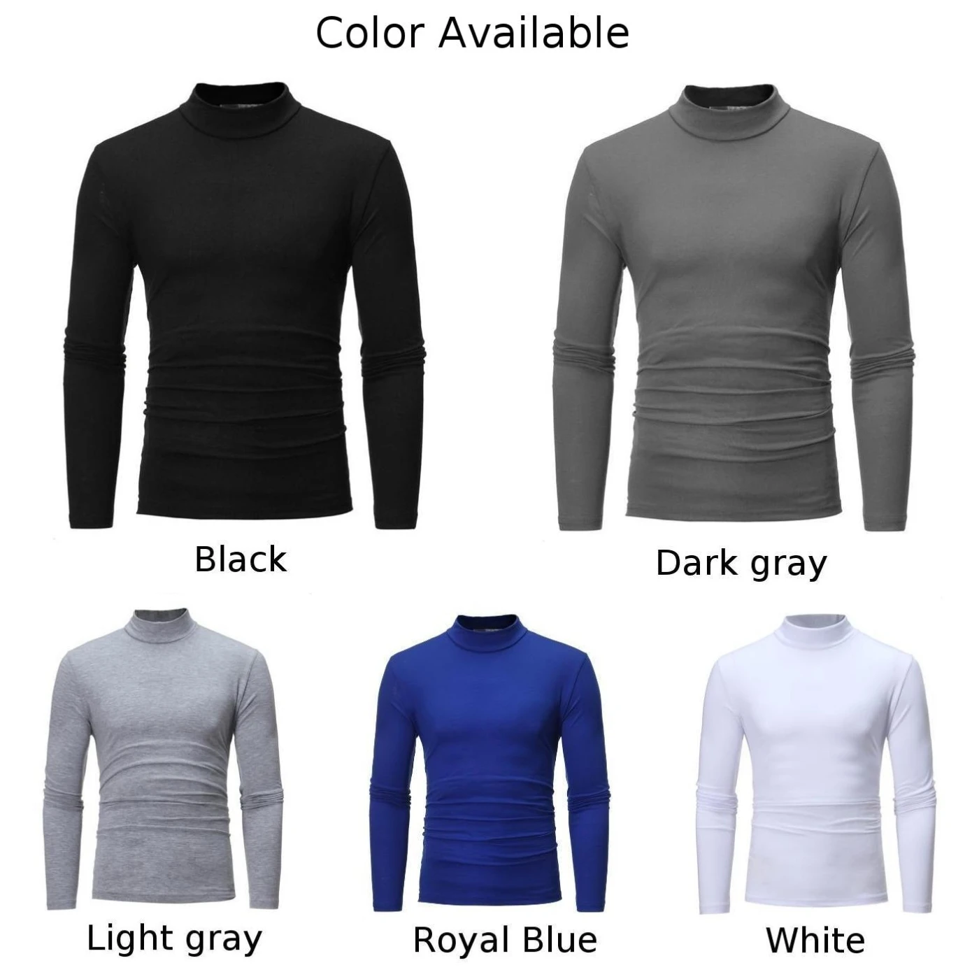 Men’s Winter Warm Mock Neck Basic Plain T-shirt Blouse Pullover Long Sleeve Top Male Outwear Slim Fit Stretch Fashion Sweater