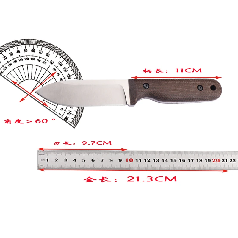 Hot Selling New DC53 Steel Linen Handle Outdoor Fixed Camping Self-Defense EDC Survival Small Straight Knife