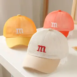 Korean Letter Baby Baseball Cap Summer Mesh Adjustable Hollow Peaked Cap for Boys Girls Cute Infant Toddler Kids Sun Hats Gorras