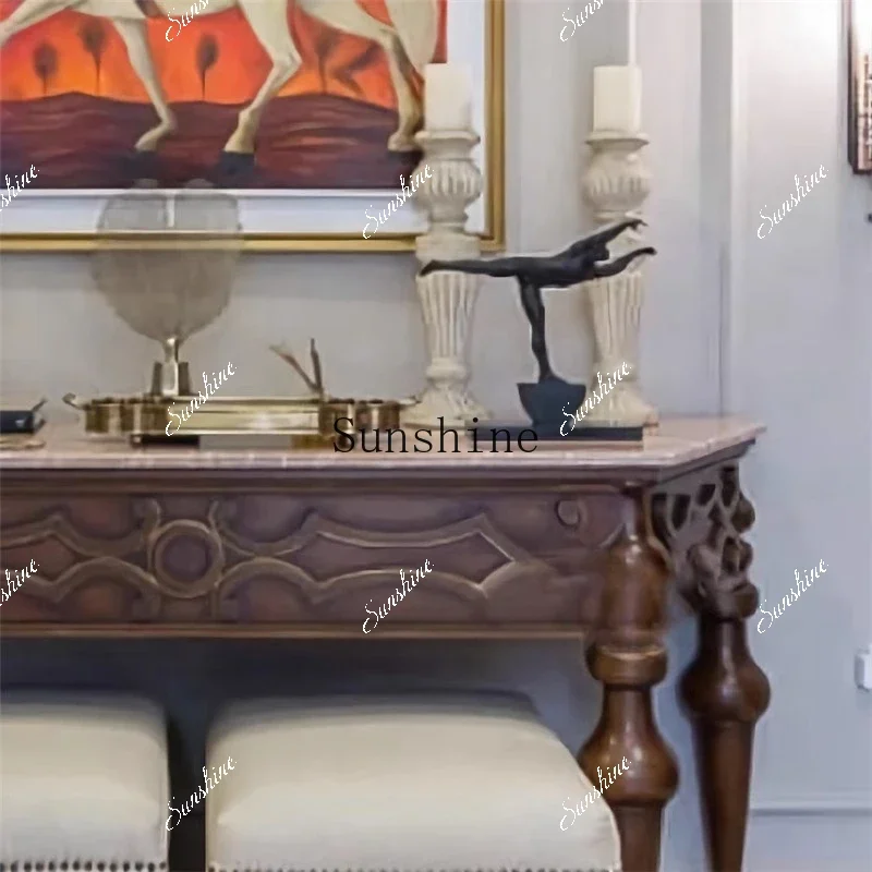 

French retro door cabinet solid wood carving flower wall decorative cabinet TF