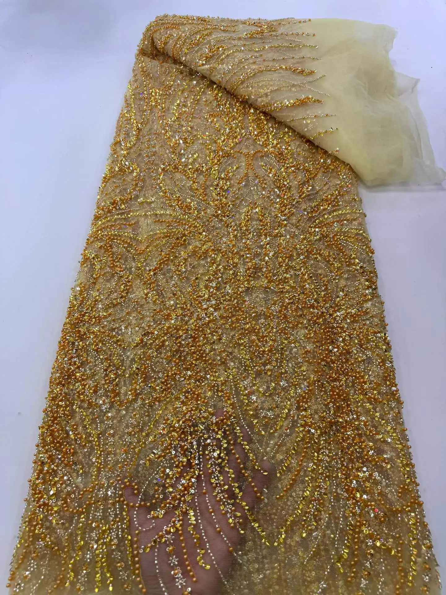 

Африканское кружевное полотно 2026 с пайетками и вышивкой бисером, высококачественное французское тюлевое кружево для свадебных торжеств и нарядов жениха в нигерийском стиле