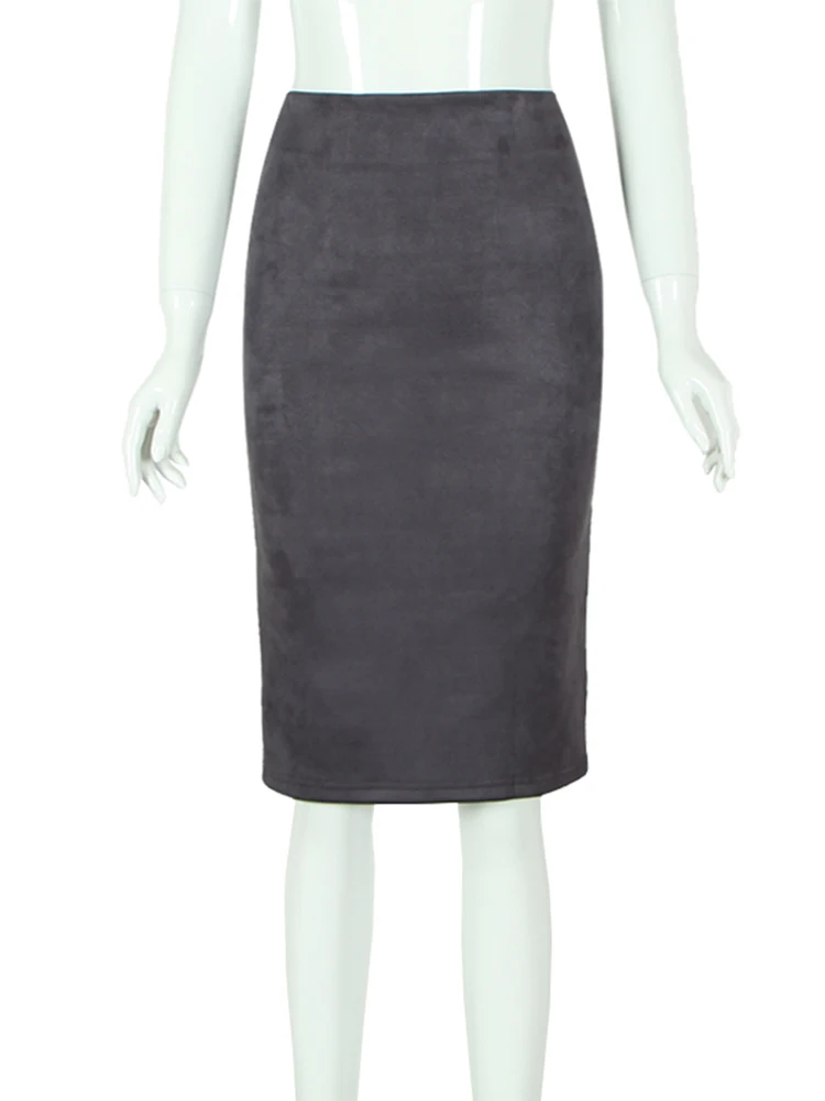 النساء التنانير الجلد المدبوغ بلون تنّورة مجسّمة الإناث الخريف الشتاء عالية الخصر Bodycon خمر الجلد المدبوغ انقسام سميكة بسط التنانير