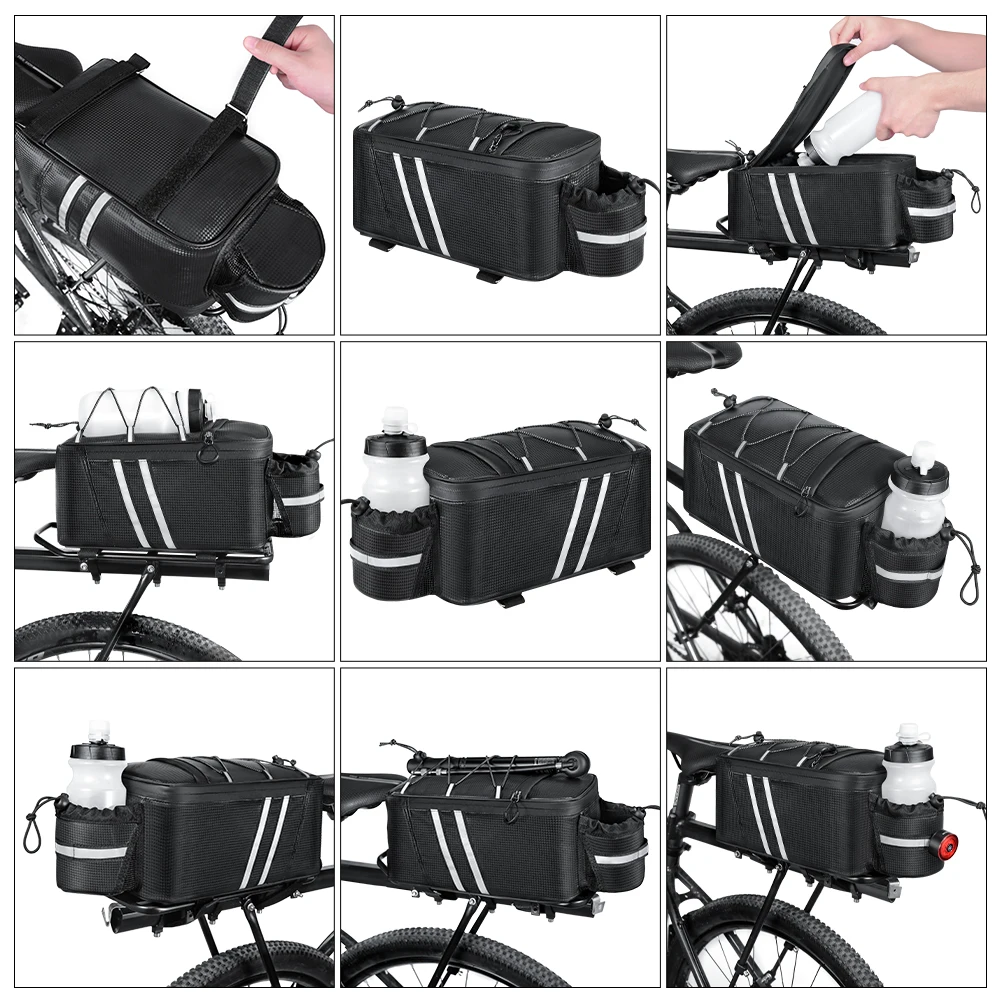NEWBOLER 10L Fahrrad-Gepäckträgertasche, wasserabweisende Fahrradtasche, Fahrrad-Rücktasche, Bikepacking-Zubehör – Detail 14