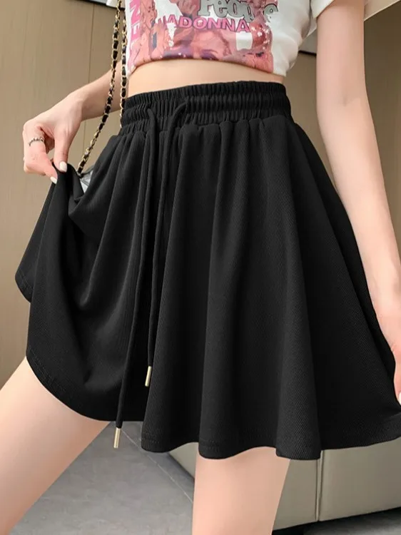 

Женские тонкие брюки-юбка Spor с высокой талией, широкими штанинами, плиссированные, повседневные, весенне-летние, в балетном стиле, длиной до колена