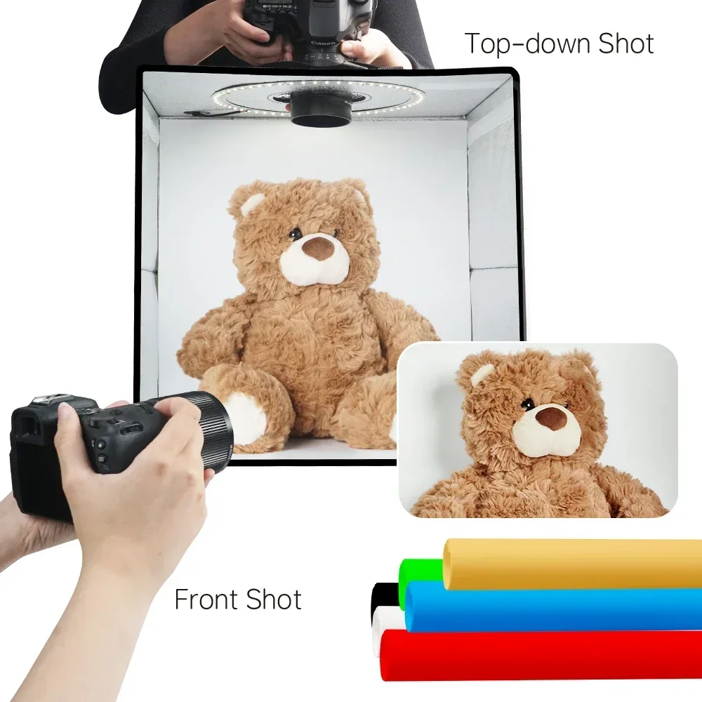 Lightdow 12×12×12 Inch (30×30×30cm) Photo Studio Light Box Kit with 120pcs LEDs High CRI for Product Photography