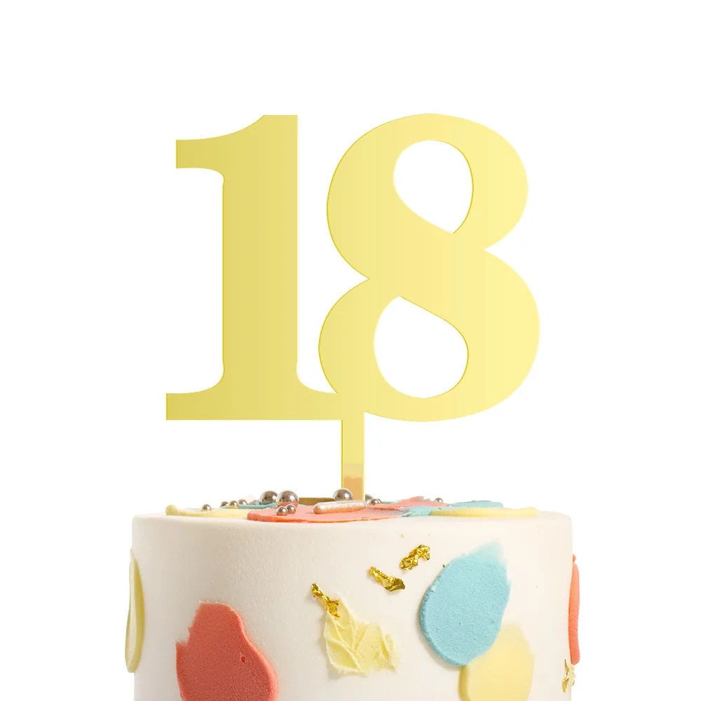 Gold Acryl 18/21/30/40/50/60/70/80 Kuchen Topper Oberfläche Kuchen Topper für Geburtstag Party Hochzeitstag Kuchen Dekoration – Detail 8