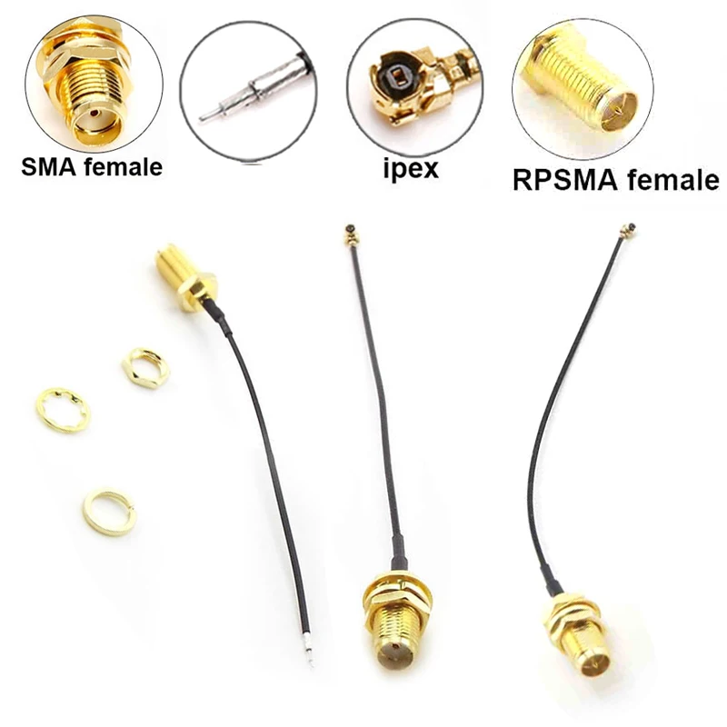 SMA female to RP SMA Female to uFL/IPX/IPEX UFL RG1.13mm Antenna RF solder Cable IPX Extension Connector WiFi Pigtail wire