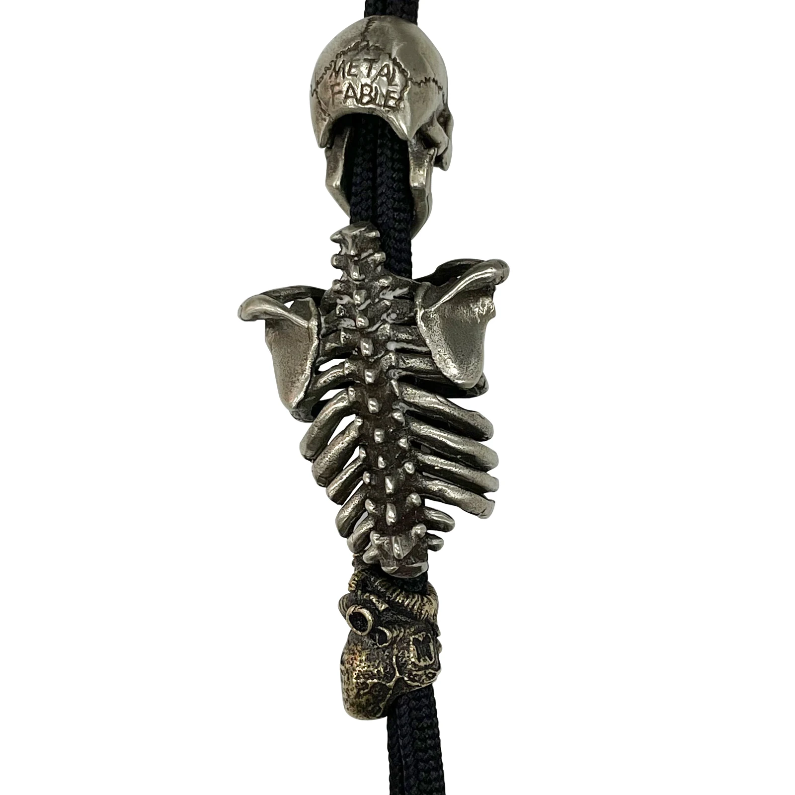 1 Set White Brass Copper Skeleton Knife Beads Outdoors Tools EDC Frame Skull Heart DIY Lanyard Pendants Key Rings Accessories