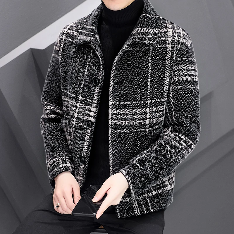 

Короткое шерстяное пальто с хлопковой подкладкой для мужчин, качественное, модное, крутое и универсальное новое осеннее и зимнее пальто.