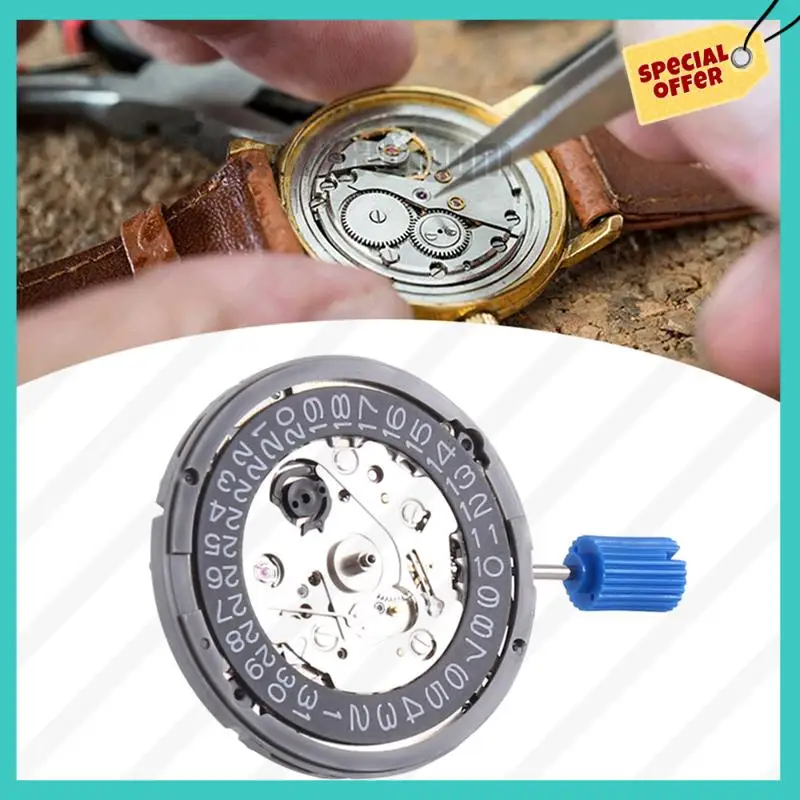 -ABJZ NH35 حركة تاريخ عالي الدقة عند 3 عجلة التاريخ 24 جوهرة أوتوماتيكية ذاتية الملء باللون الأسود