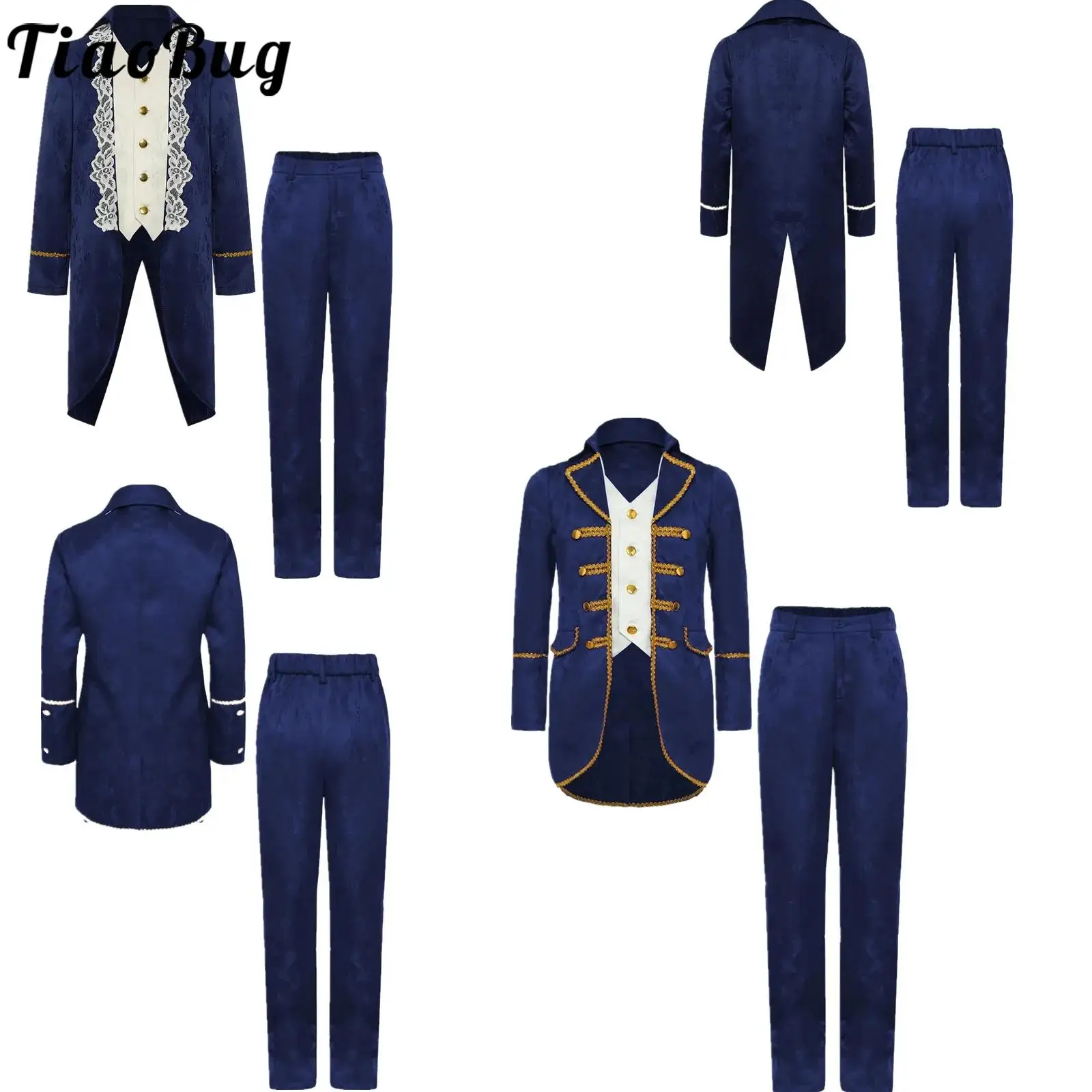 

Boys Steampunk Gothic Victorian Costume Jacket Set Vintage Gold Trim Tailcoat Renaissance Medieval Frock Coat Uniform Halloweeen