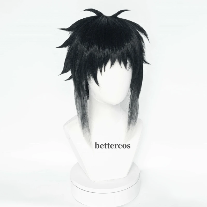 Ryunosuke Akutagawa Cosplay Peruca, Cabelo resistente ao calor, Preto e branco, Boné Anime