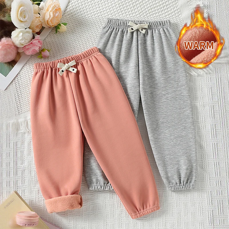 2/3-قطعة مجموعة من الخريف/الشتاء الأطفال سميكة الدافئة Sweatpants غير رسمية مع الصوف للبنين والبنات رياضة الجري سراويلي حريمي