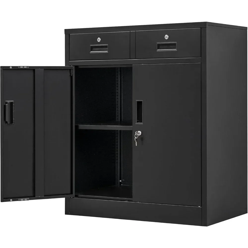 Armoire de rangement en métal, armoire de rangement verrouillable de 36 pouces H avec deux wers de proximité et étagère réglable, armoires en métal pour bureau, garage