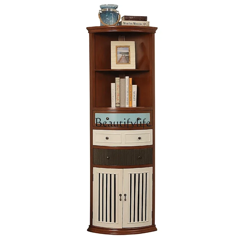 

yj32 American Country Corner Cabinet Living Room Triangle Cabinet Painted Wall Corner Cabinet Shelf