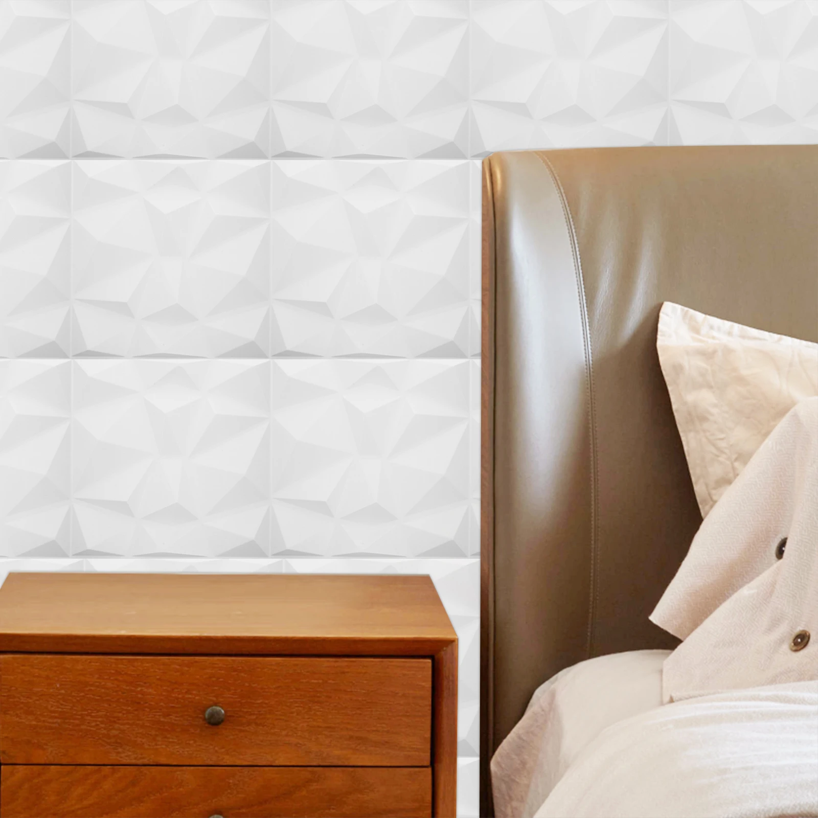 

6 Pcs 3D Wall Panels PVC Realistic Effect Easy Installation Bedroom Living Room Hotel Decor Black Tiles Peel Stick Accent Wall