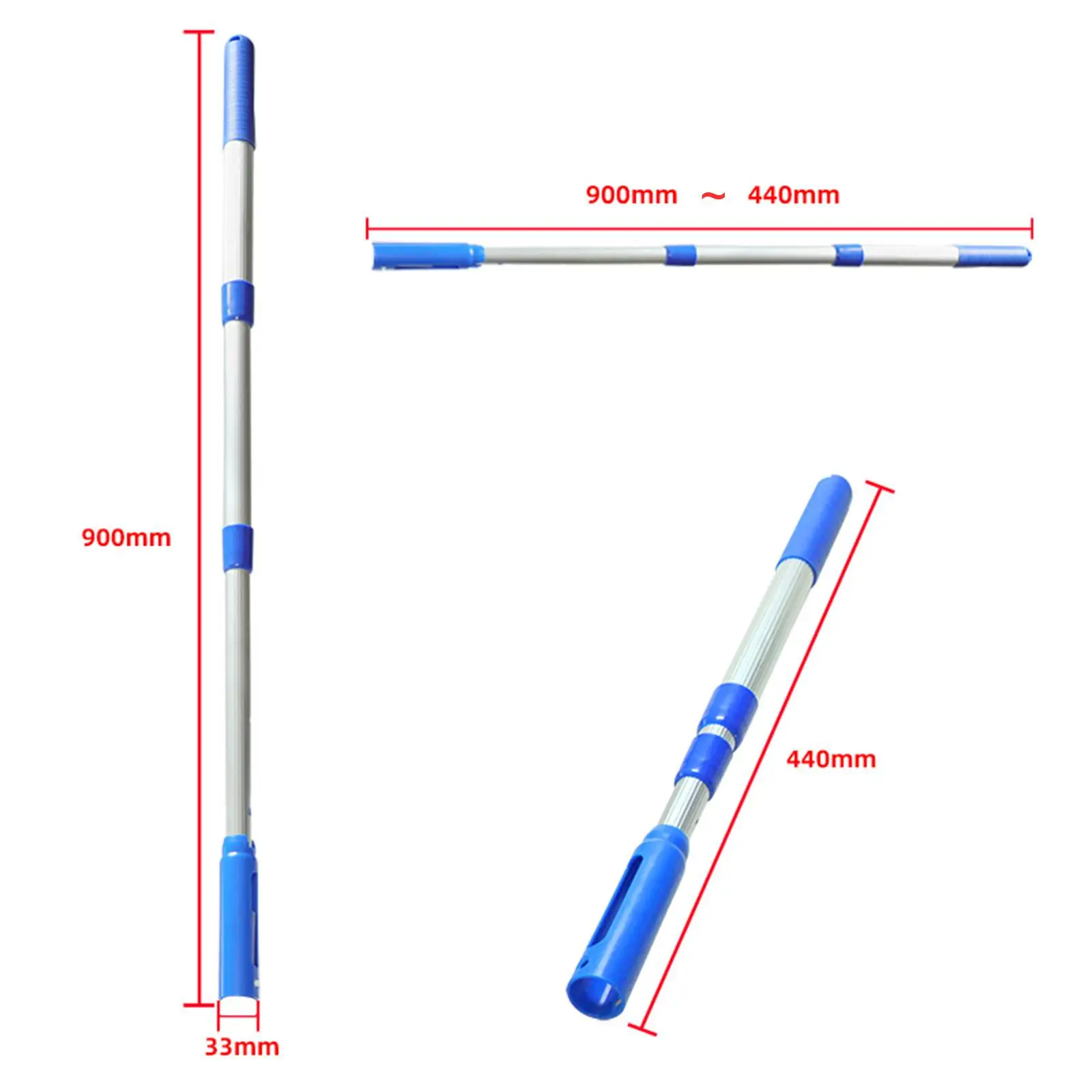 Telescopic Swimming Pool Pole Rod Ribbed Finish Cleaning Accessories for Vacuum