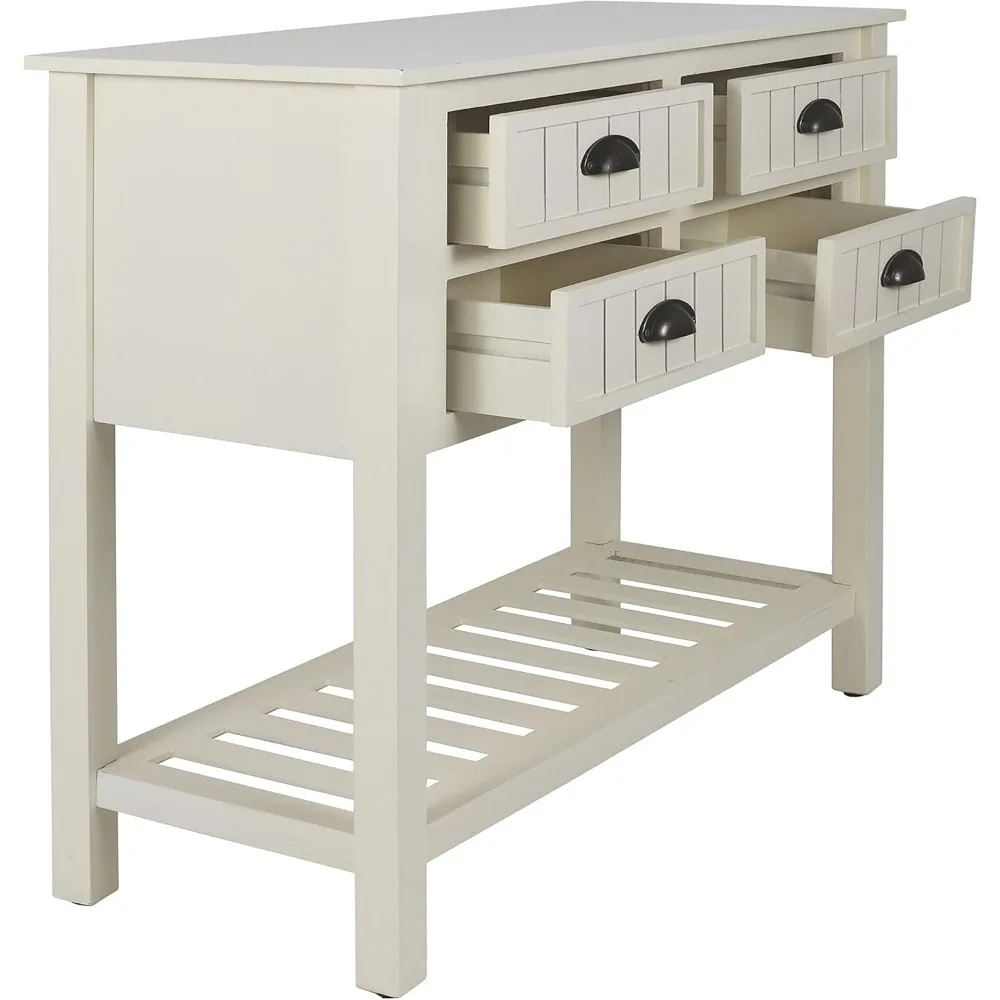 ترقية جديدة - طاولة وحدة تحكم برف واحد ذات 4 أدراج من Bailey Bead Board، 14 بوصة عمق × 32 بوصة عرض × 32 بوصة ارتفاع، أبيض عتيق - جودة عالية #1