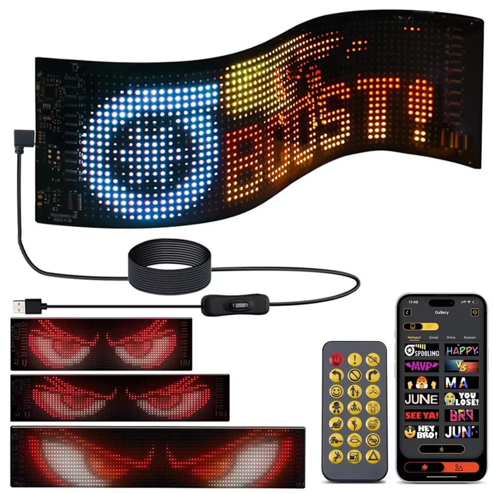 

Truck Eye LED Matrix Pixel Panel Lighting Car Scrolling Advertising Display APP Remote Sign Text Pattern Animation 5V for Truck