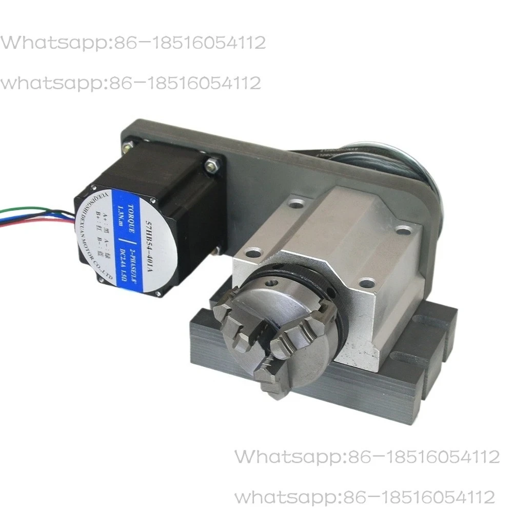 CNC Rotary Axis A 4th Axis 50mm 65mm Chuck 3 Jaws Center Height 51mm CNC Tailstock NEMA23 Stepper Motor CNC Wood Router Tools