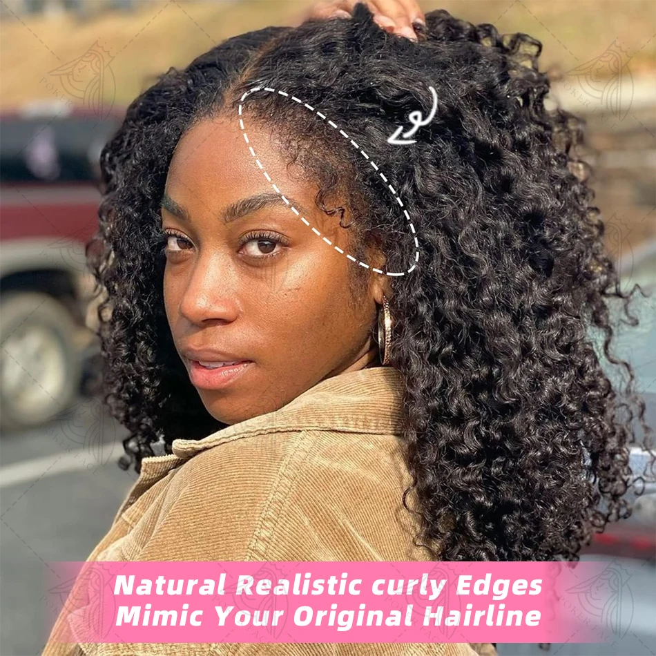 30 inch Afro Kinky Curly Lace Front Human Hair Wigs Deep Wave 13x6 HD Transparent Pre Plucked Lace Frontal Wig Fluffy Mongolian