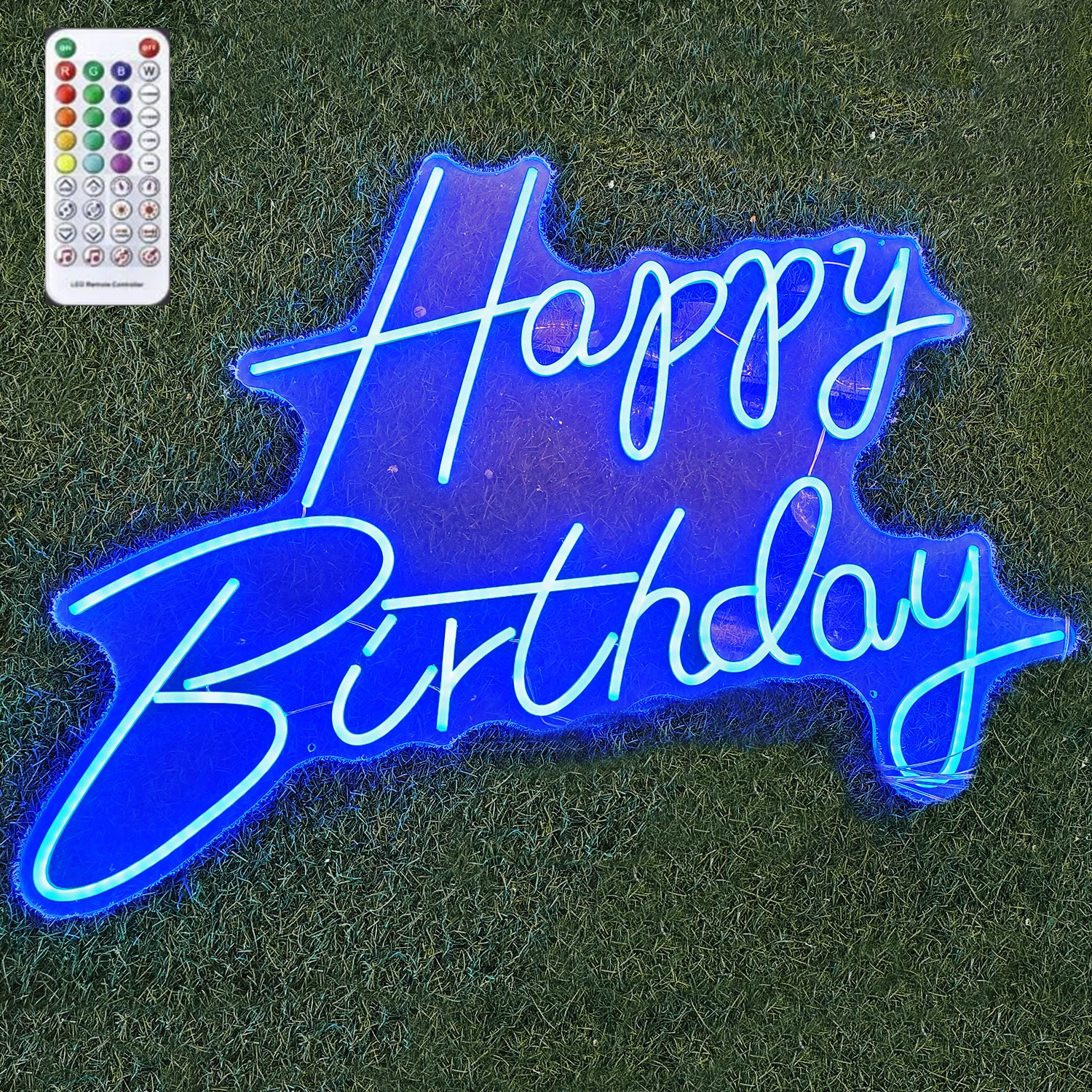 Colorful Happy Birthday Neon Sign With Remote Control, Birthday Decoration, Bedroom Decoration RGB  Light Wall Art